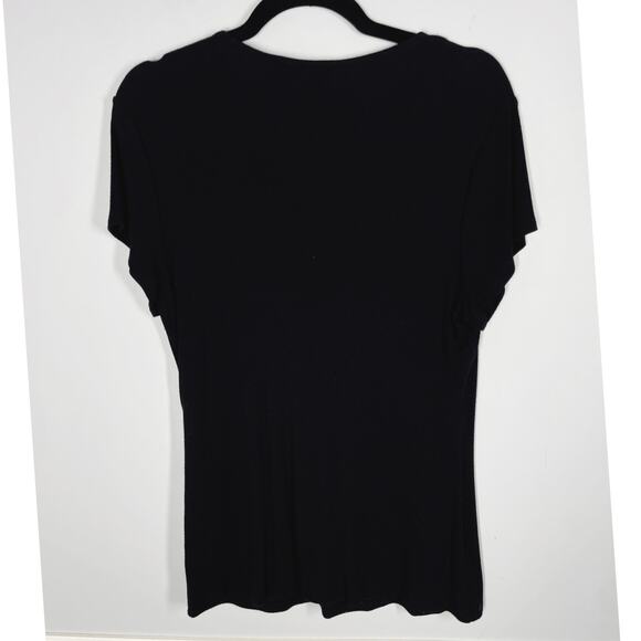 INC, Size XXL, Black Mini Ribbed V-Neck Top, Cap Sleeve, Lined Front, Slim Fit - Picture 3 of 3